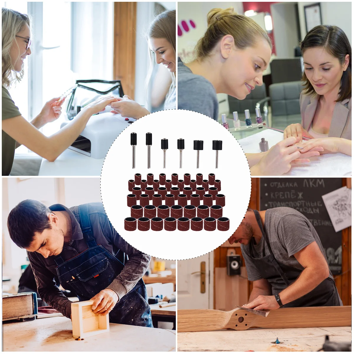 

51pcs Sanding Head Bands 45 Pieces Sandpaper Triangular Belts 6 Drum Mandrels Rotary Tool Accessories Woodworking DIY Smoothing