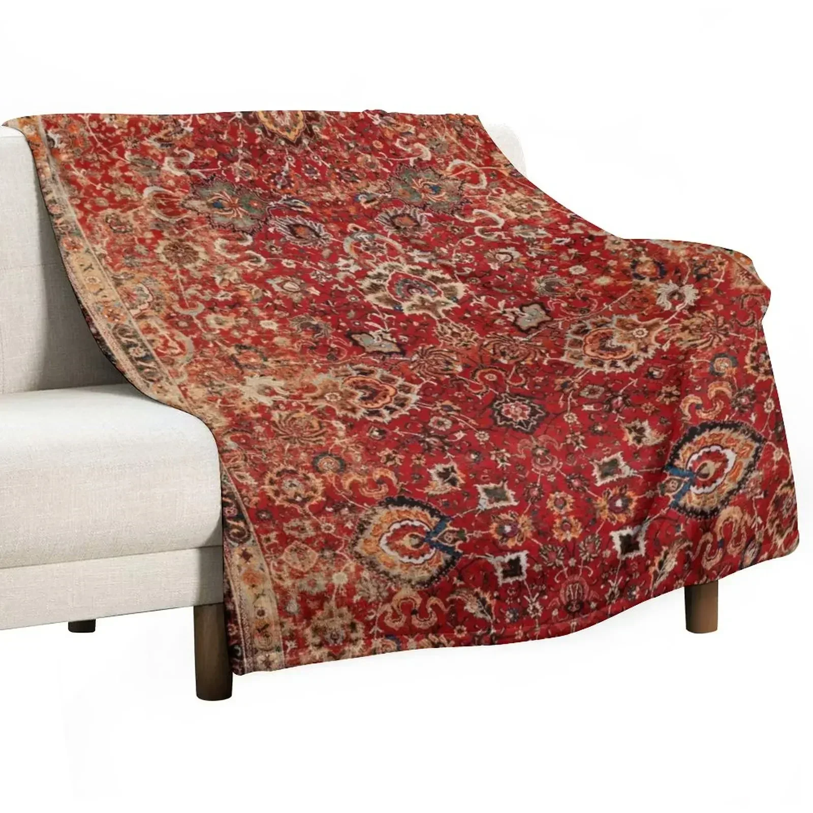 

17th Century Afghanistan Rug Print Throw Blanket Hairy Flannels Blankets