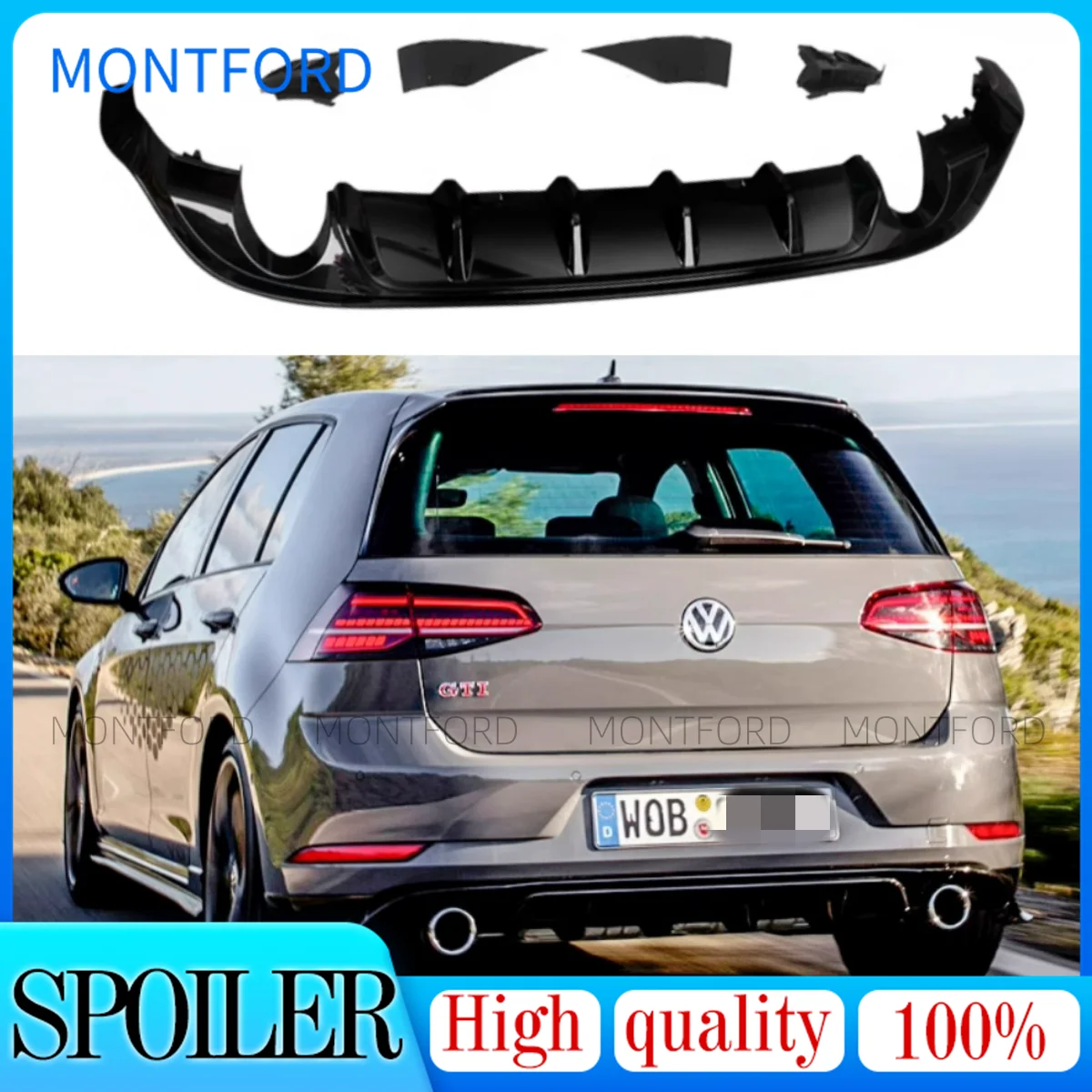 

Diffuser for Volkswagen GOLF 7 / 7.5 VII MK7 / 7.5 GTI R Series hatchback pre-replacement rear bumper diffuser