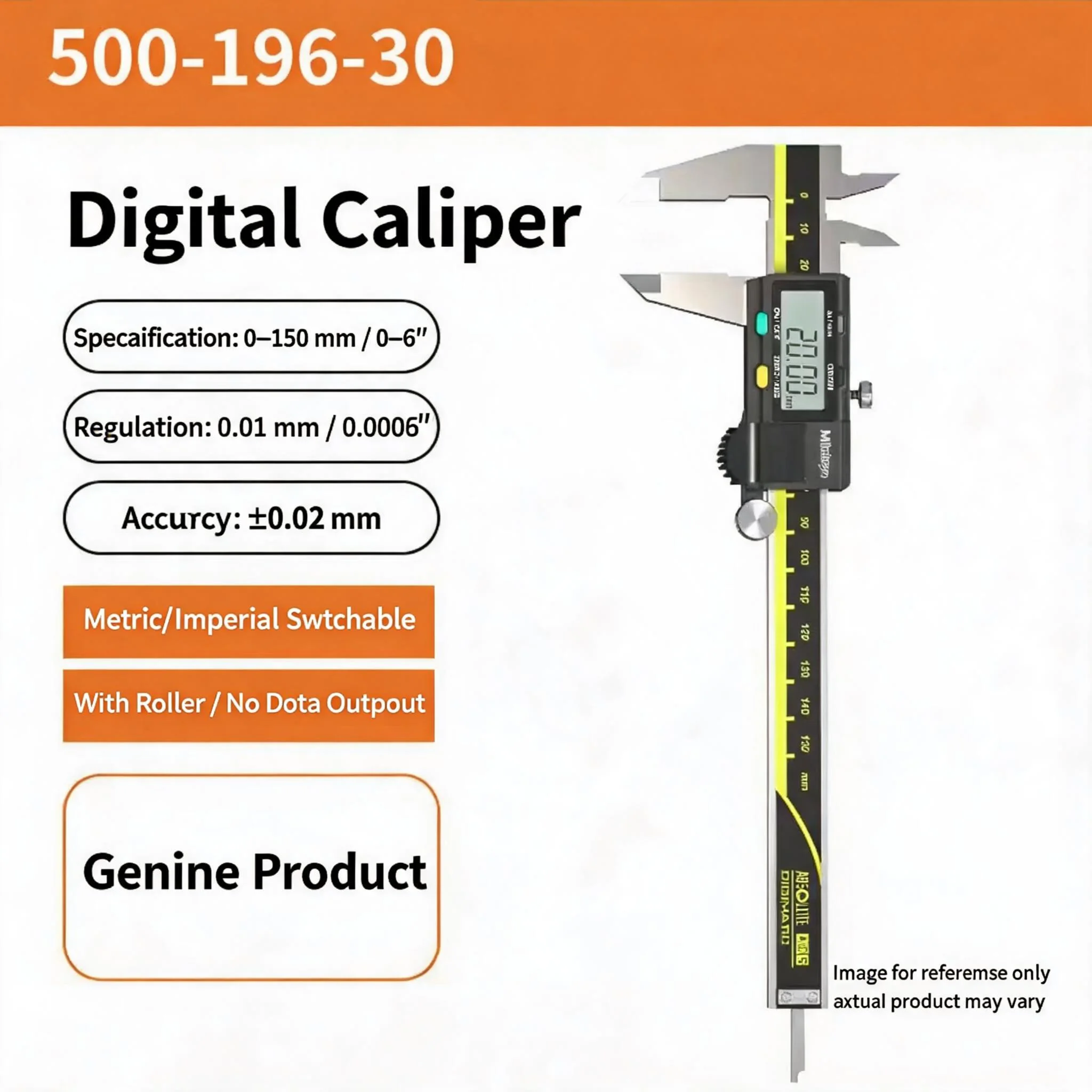 New Dial Caliper 0-150mm 500-196-30 Shockproof Stainless Steel Dial Vernier Caliper Industrial Precision Measuring Tool