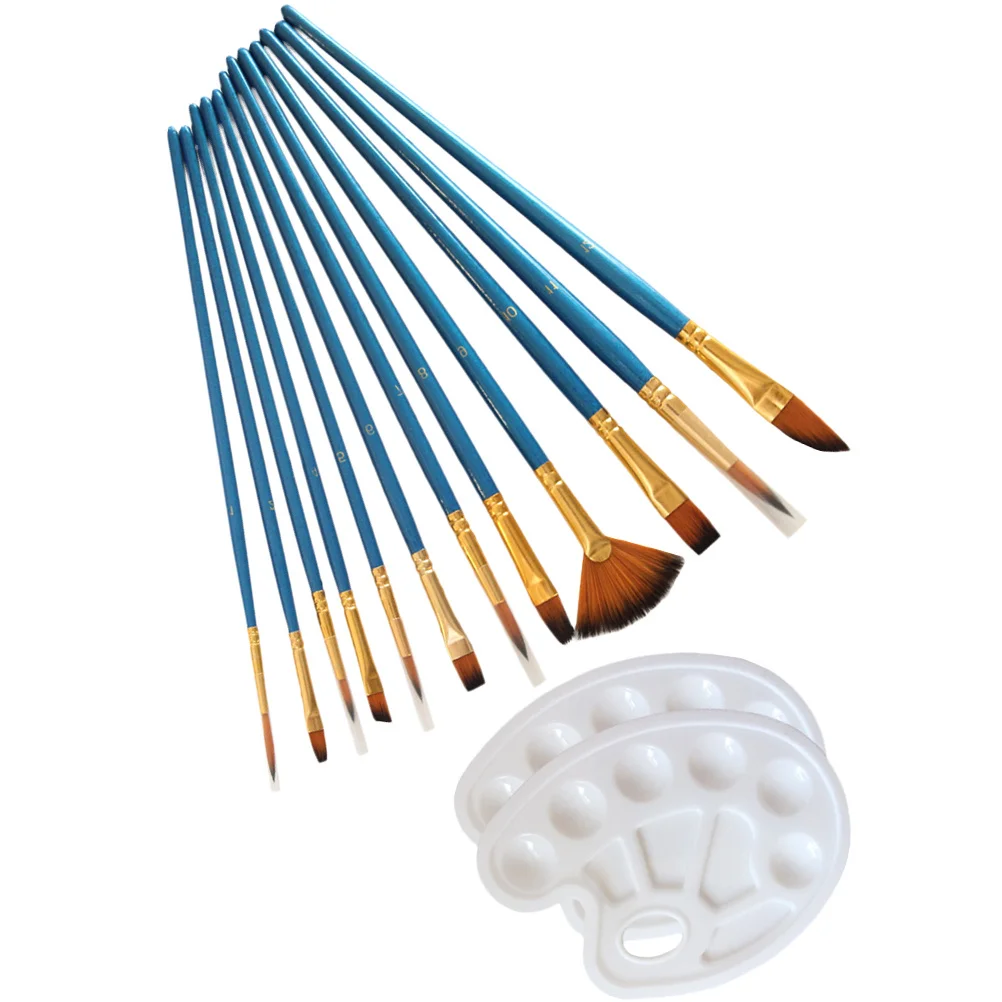 

14Pcs Pearl Blue Paintbrush Palette Set Nylon Painting Drawing Tools for Students Artists Beginners Color Mixing Versatile Brush