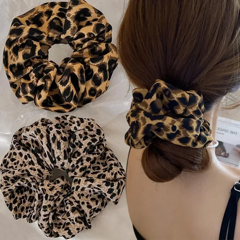 Leopard Print Hair Rope Women Girls Y2K Retro Versatile Elastic Hair Band Daily Soft Comfortable Hair Band Fashion Accessories