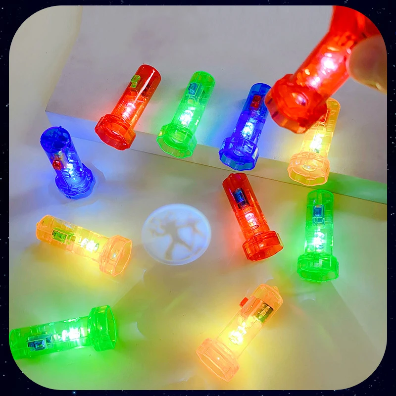 2Pcs Cute Cartoon Mini Colorful Flashlight Projector Early Education Toy Children Light-emitting Projection Flashlight Toys