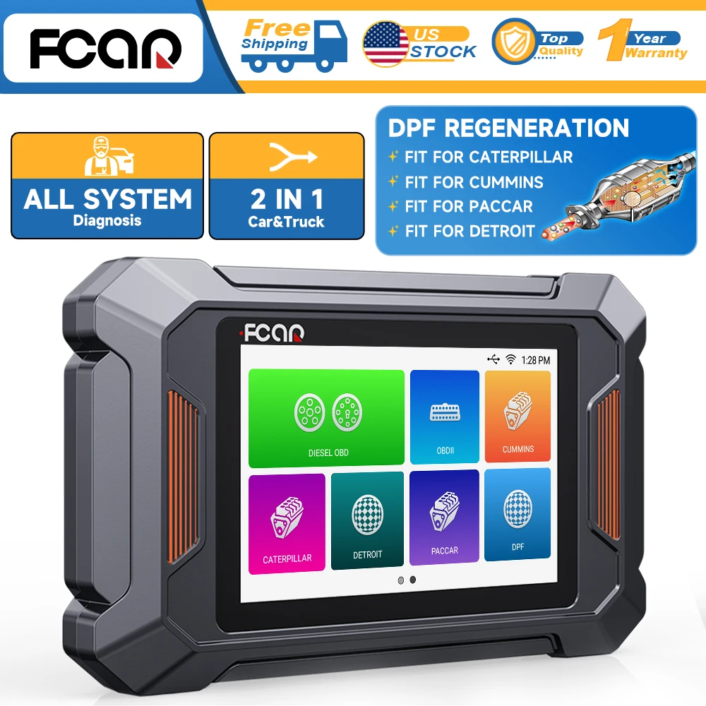 

FCAR F803 Инструмент сканирования дизеля для тяжелых грузовиков DPF Regen для Cummins Paccar Detroit CAT Все системы Инструмент диагностического сканирования дизеля