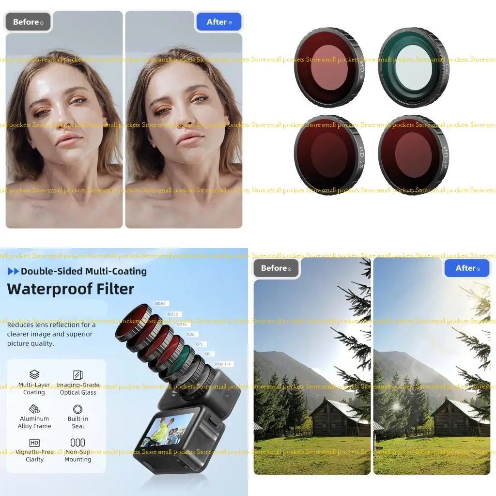 R1WD Protective Waterproof Lens Filter For Action Cameras High Light Transmission Scratch Resistant Aluminum Alloy Frame