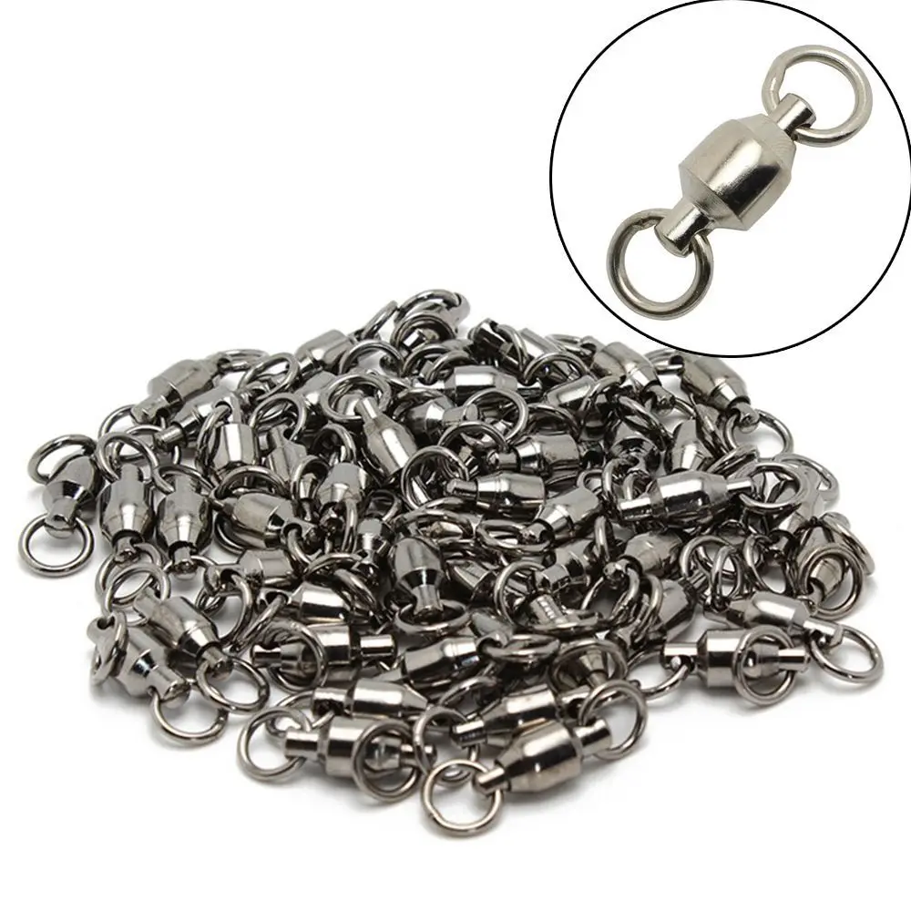 5Pcs Size 0# to 10# Fishing Rolling Swivel Connector High Strength Stainless Steel Solid Ring Bearing Barrel Heavy Duty Ball