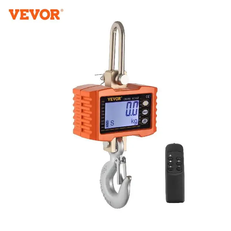 VEVOR 1000KG Aluminum Digital Crane Scale Heavy Duty Hanging Scale With LED Screen Reinforced Ring and Hook for Industry