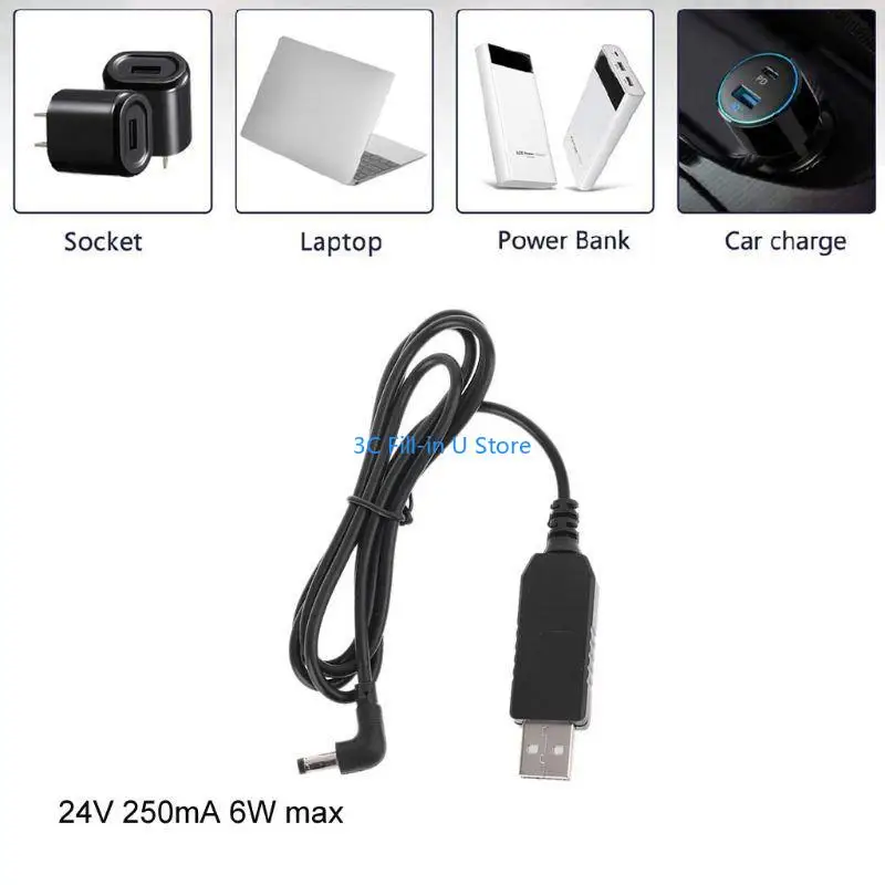 G8TA Universal LED Display USB 5V to 24V 5.5x2.1mm Power Supply Cable for WiFi Router LED Strips Camera Supply Cable 90 Degree