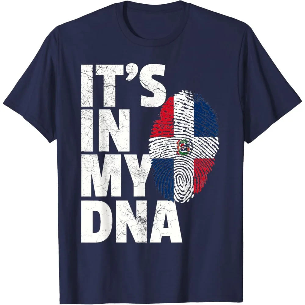 It's in My DNA Dominican Republic Flag Official Pride Gift T-Shirt Retro Fashion Flag Print Tops Classic Pattern Tees