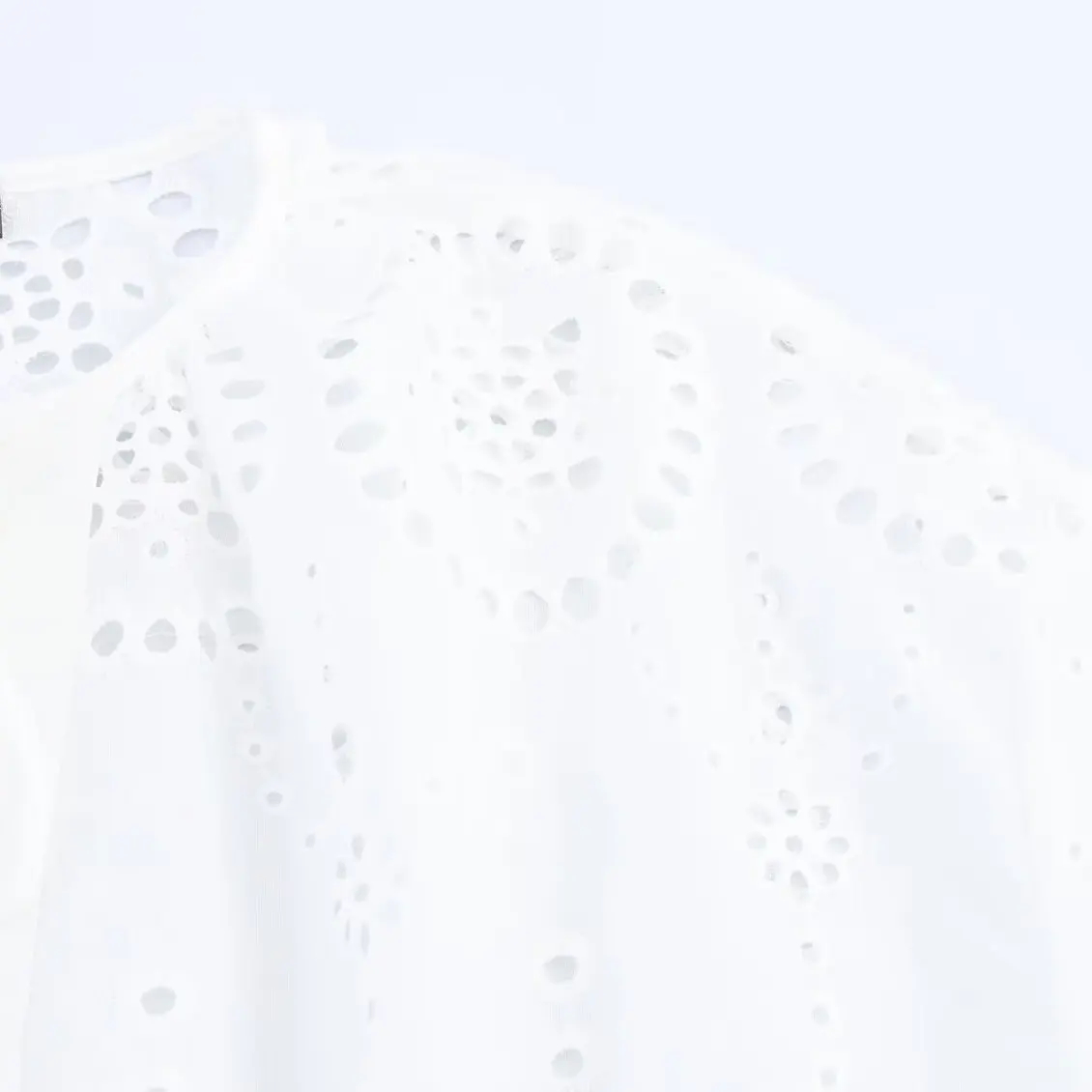 

Pure Color Lantern Sve Embroidered Hollow out Waist Cinching irt Casual Tie Waist irt Cotton Long Sve round Ne