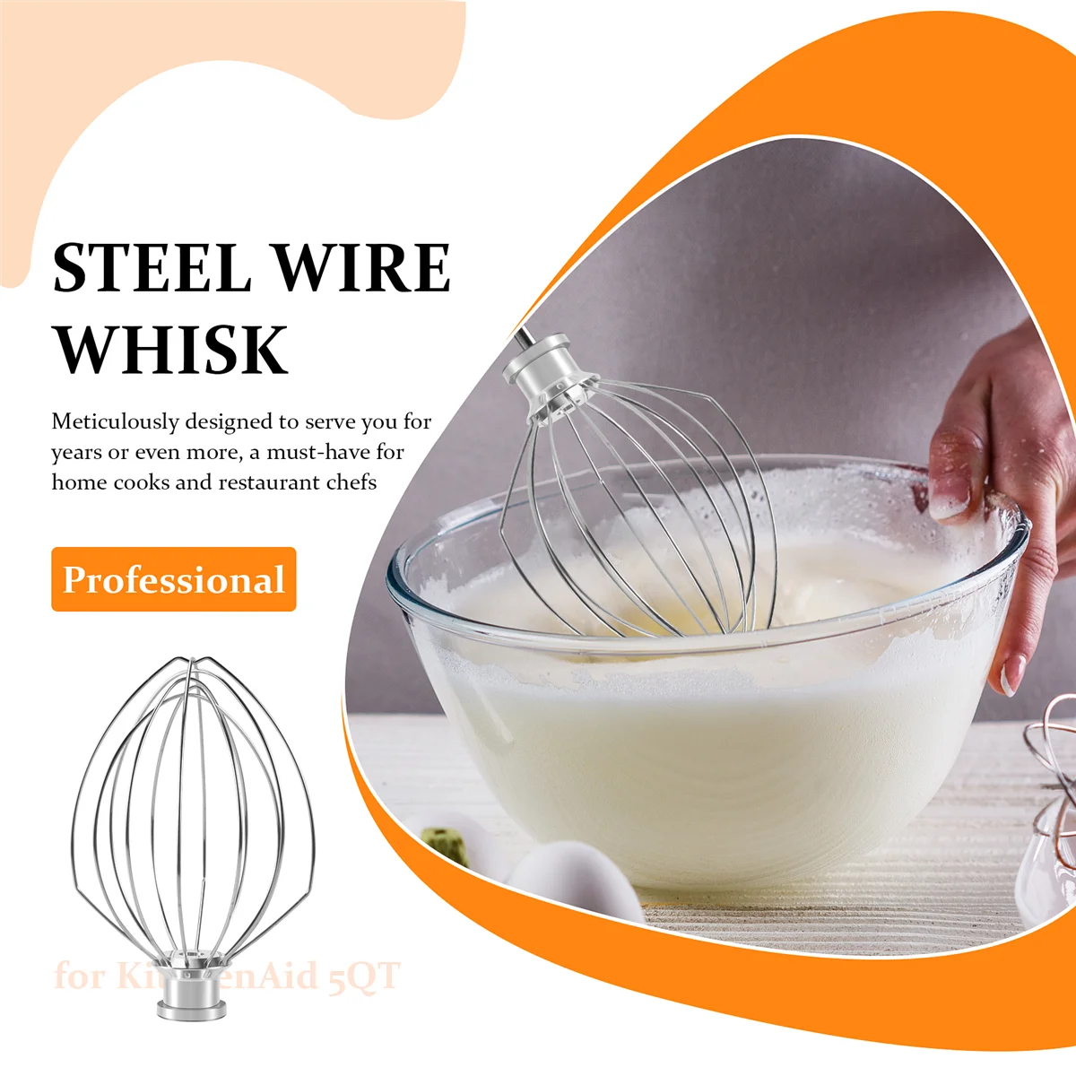 K5AWW แส้ลวดลวดเหล็กปัดสแตนเลสไข่ Beater Mixer หัวผสม 5QT สําหรับ American KitchenAid