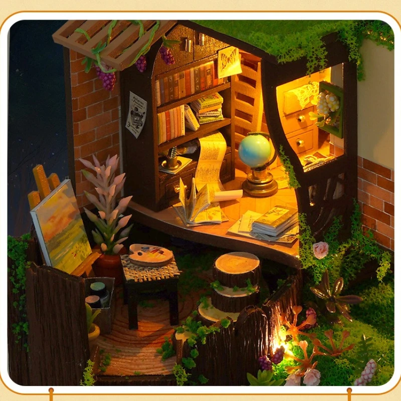 Fantasy Forest Hut 3D Wooden Puzzle for Adults DIY Craft Model Challenging Brain Teaser Jigsaw Home Decoration Unique Present