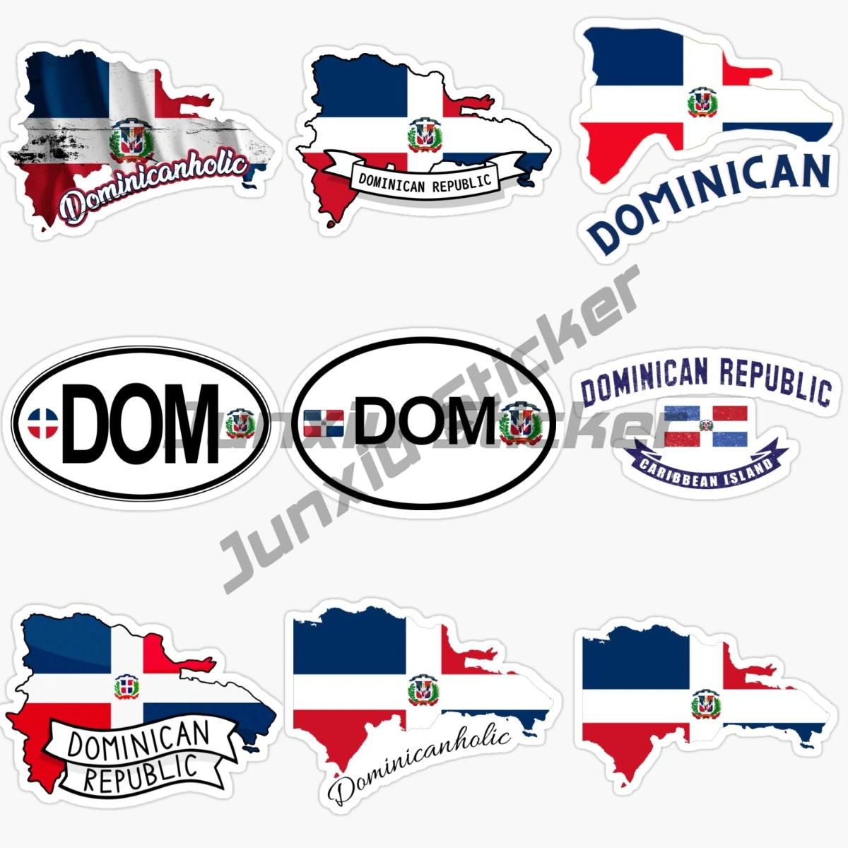 

Dominican Republic Flag Country Code DOM Car Stickers Wall Room Truck Motorcycle Car Bumper Bicycle Camper Off-road Glass Decal