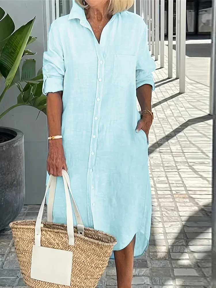 Camicia alla moda Gonna lunga Primavera ed estate Camicia casual a maniche lunghe quotidiana Abito Abiti da donna Abiti da donna