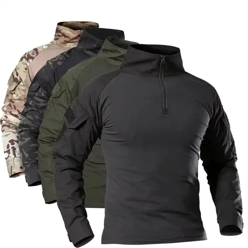 Camiseta táctica manga larga camuflaje transpirable para hombre