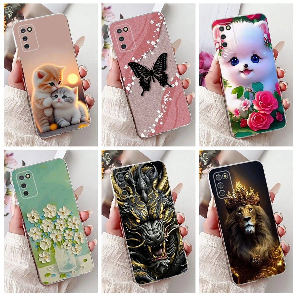 For Samsung Galaxy A03S Case SM-A035F Cover Cool Dragon Lion Marble Soft Silicone Phone Cases For Samsung A02s M02s F02s Housing