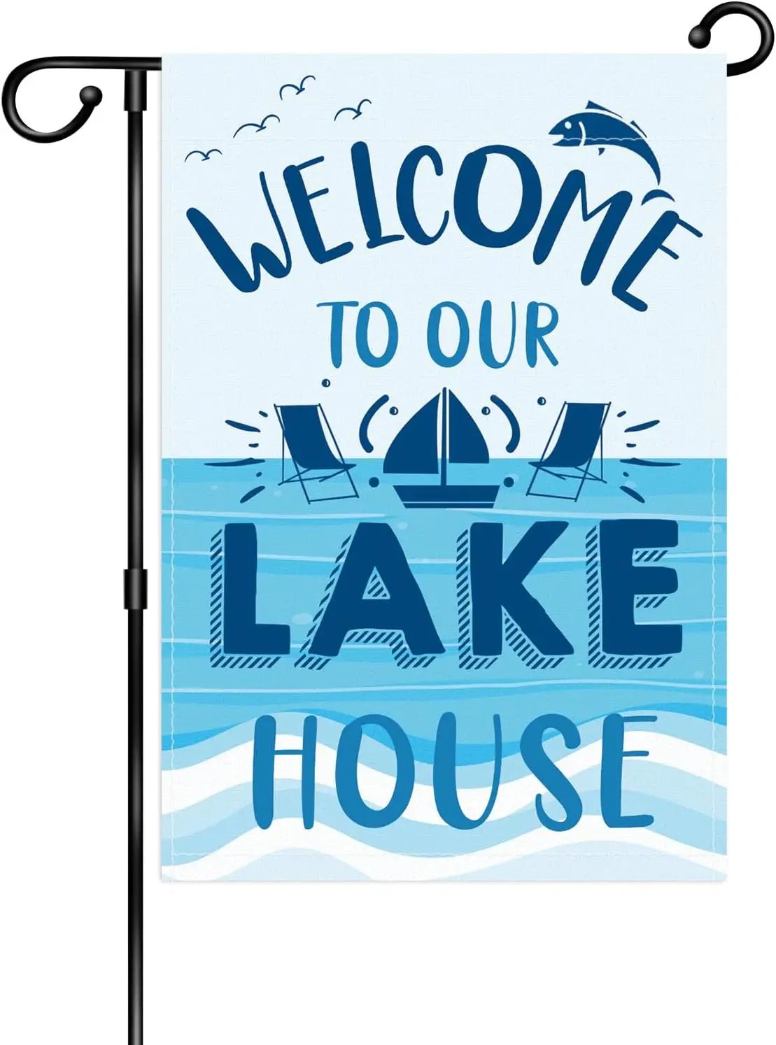 WHPCT Welcome to Our Lake House Garden Flag, Lake House Welcome Flag Life is Better at The Lake Outdoor Decoration Banner,Double