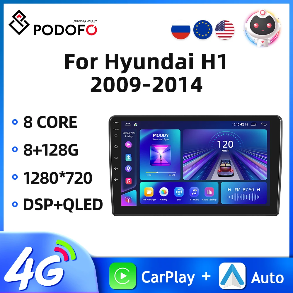 

Podofo 9'' Android 11 Car Radio For Hyundai H1 2009-2014 Multimedia Video Player GPS Navigation WIFI Carplay Auto 2Din Autoradio