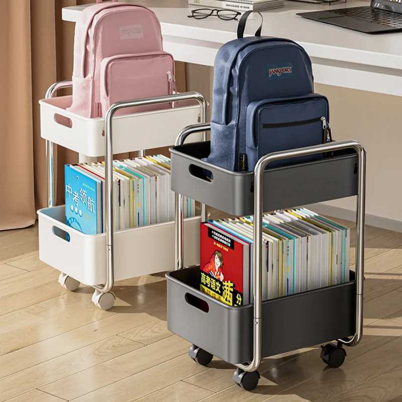 Office Trolley Under Desk Storage Rack With Wheels Movable File Sorting Station Student Classroom, Backpack Storage Rack
