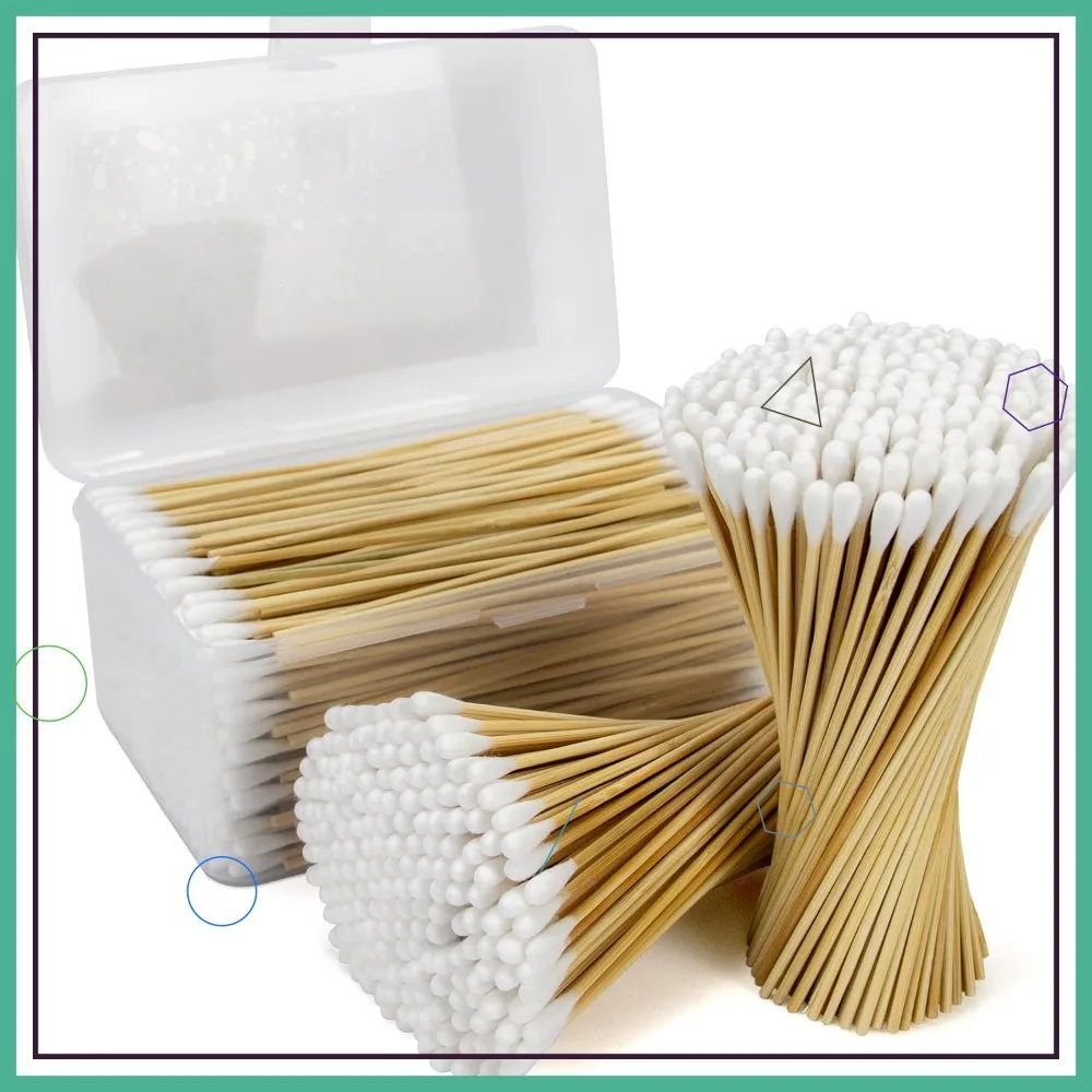 

500 Count 6" Bamboo Cotton Swabs, Biodegradable Tips, Storage Case