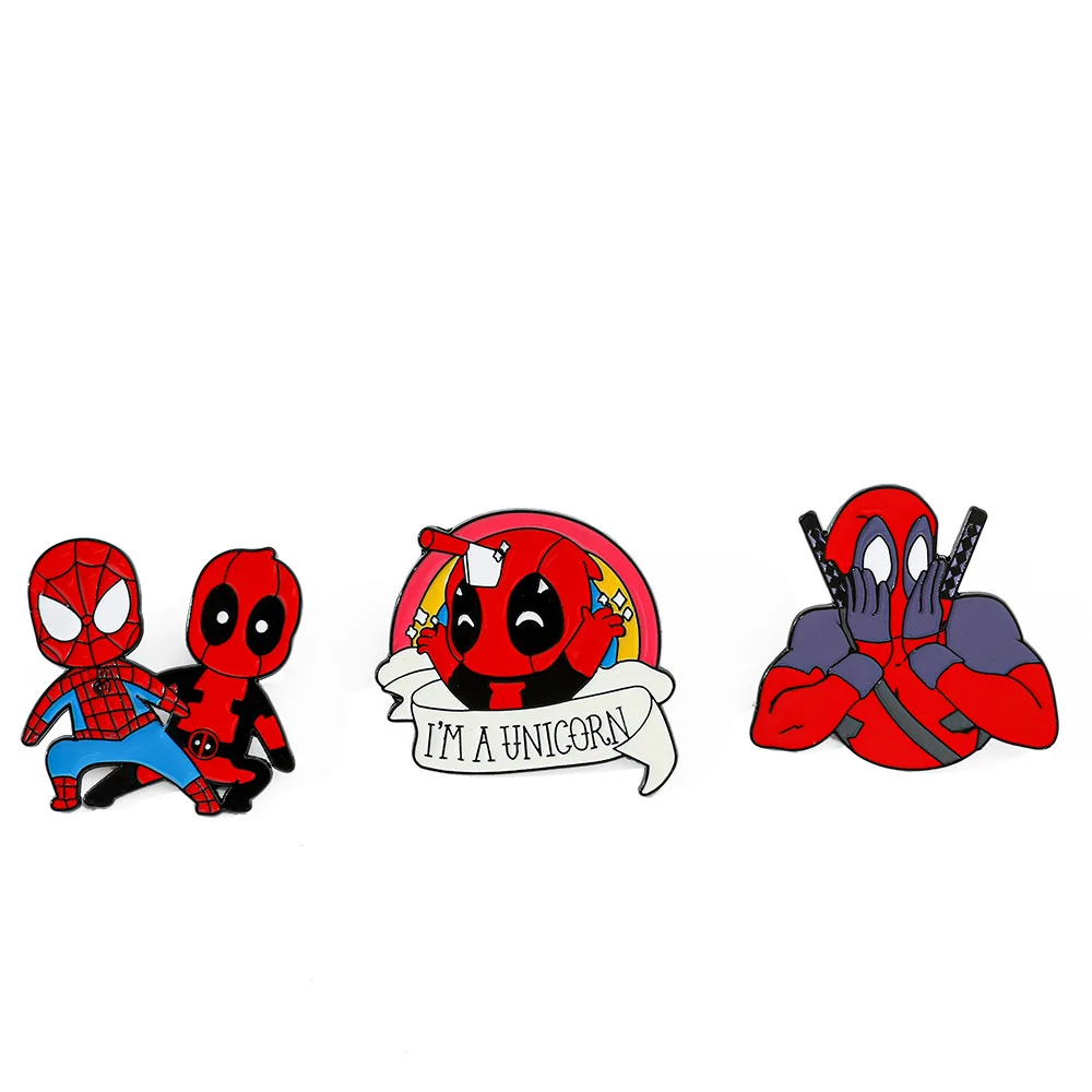 Cartoon Characters in European and American Film and Television Alloy Brooch Deadpool and Spider Man Metal Badge Accessories Pin - view 5