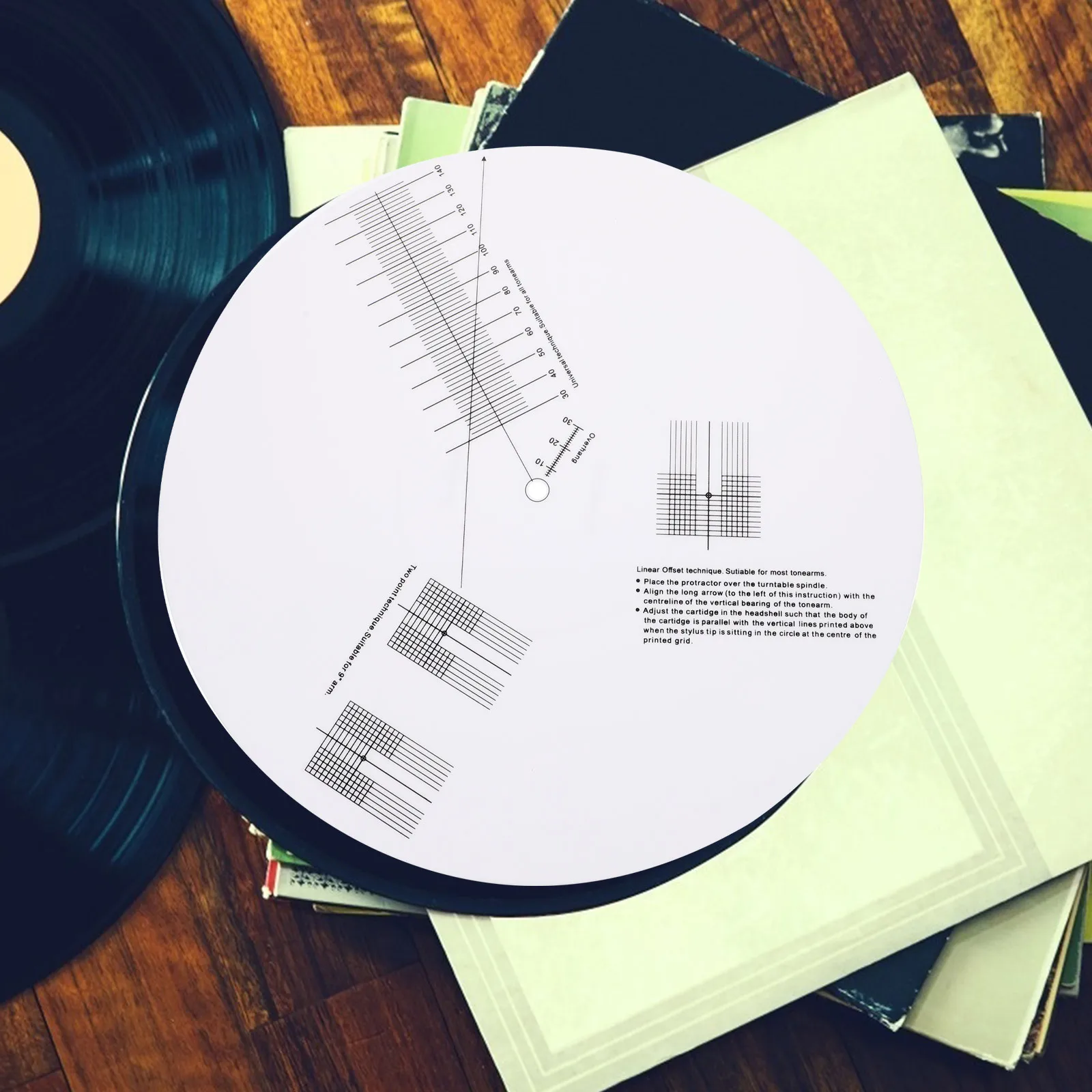 1 قطعة الاكريليك مشغل تسجيلات من الفينيل معايرة القرص الأبيض المضادة للانزلاق مقياس حاكم ل القلم التزلج قوة اختبار Tonearm محاذاة #2