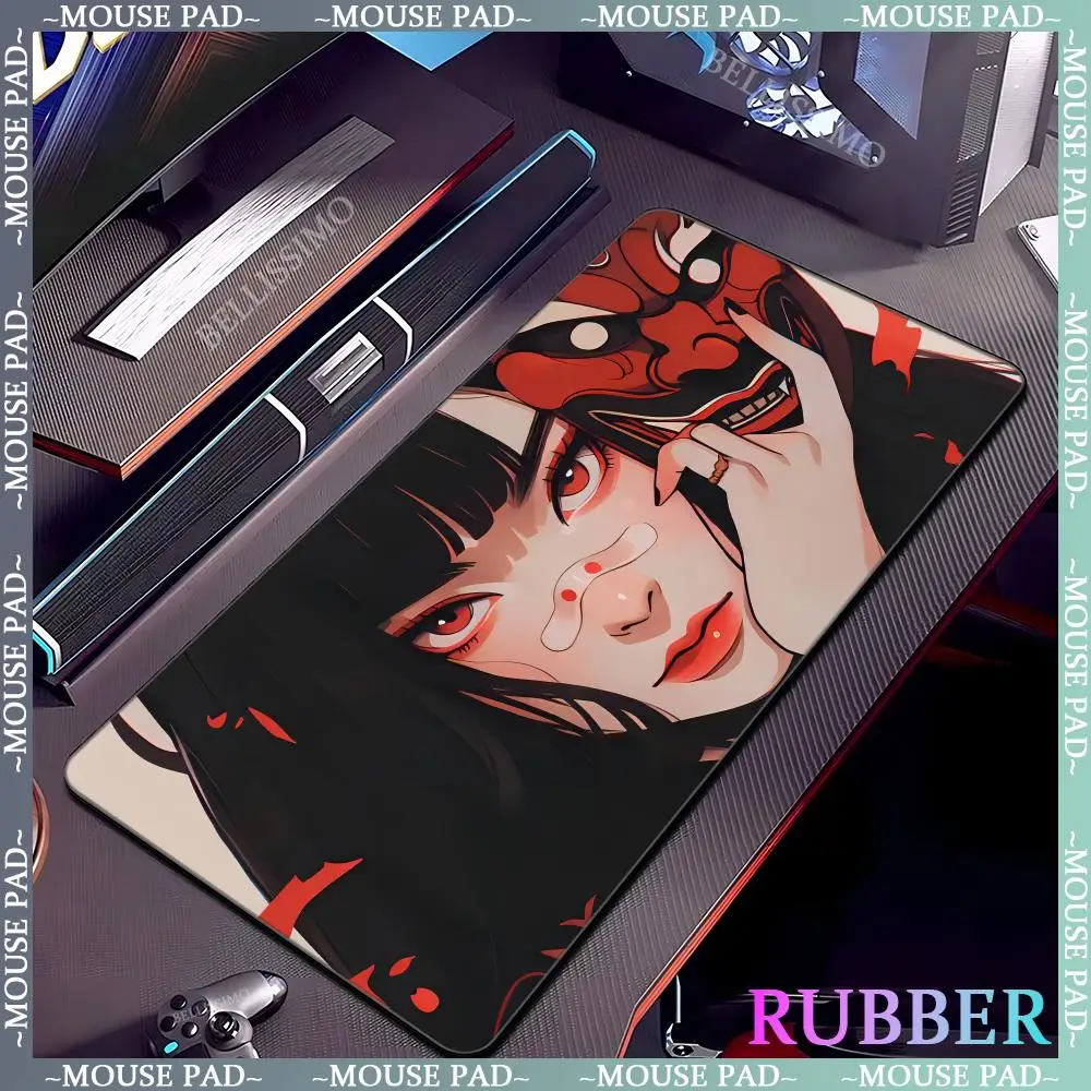 

Mask personality girl high quality rubber non-slip XXL mouse pad game player anime large keyboard pad e-sports cool computer mat