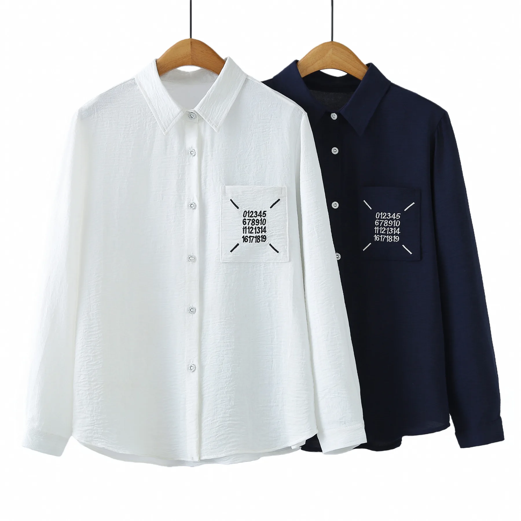 XXXXL Mode Übergröße Damenkleidung Blusen Eisseide Langarm-Hemd 2026 Frühling Besticktes Oberteil 1213