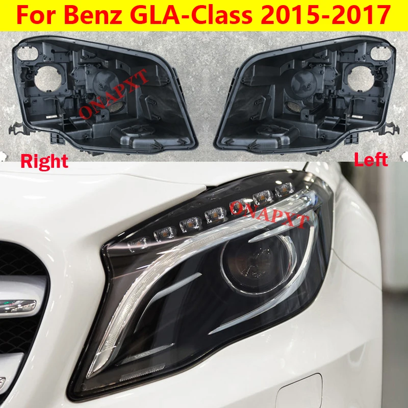 

Front Headlight Cover Black Base Headlamp Back Housing Bottom Protection Shell For Mercedes-Benz GLA-Class 2015- 2017