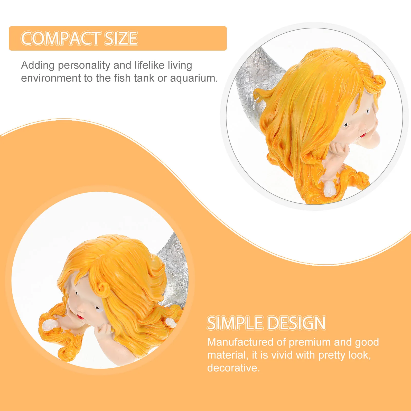 

Mermaid Statue Decor Fish Tank Pond Aquarium Resin Decoration Lifelike Appearance Easy Care Household Ornament Bonsai Landscape