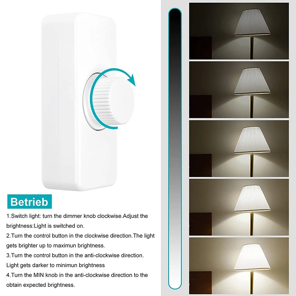 Imagem -04 - Inline Led Dimmer Switch Built-in Rotary on Off e Controle de Botão Regulável 3100w Incandescente Branco