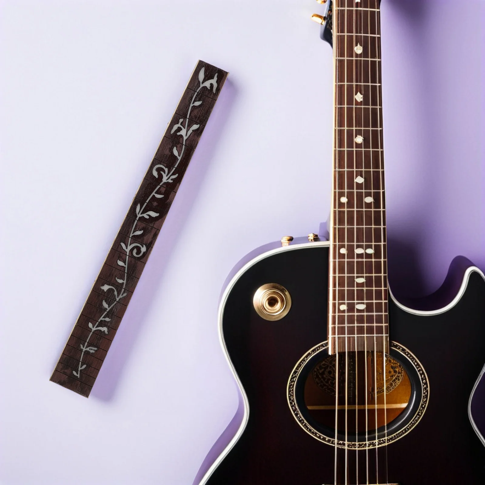 

41-Inch Wood Acoustic Fretboard Replacement 20 Frets Folk Accessories Enhanced Resonance Projection Practice Fingerboard Wood