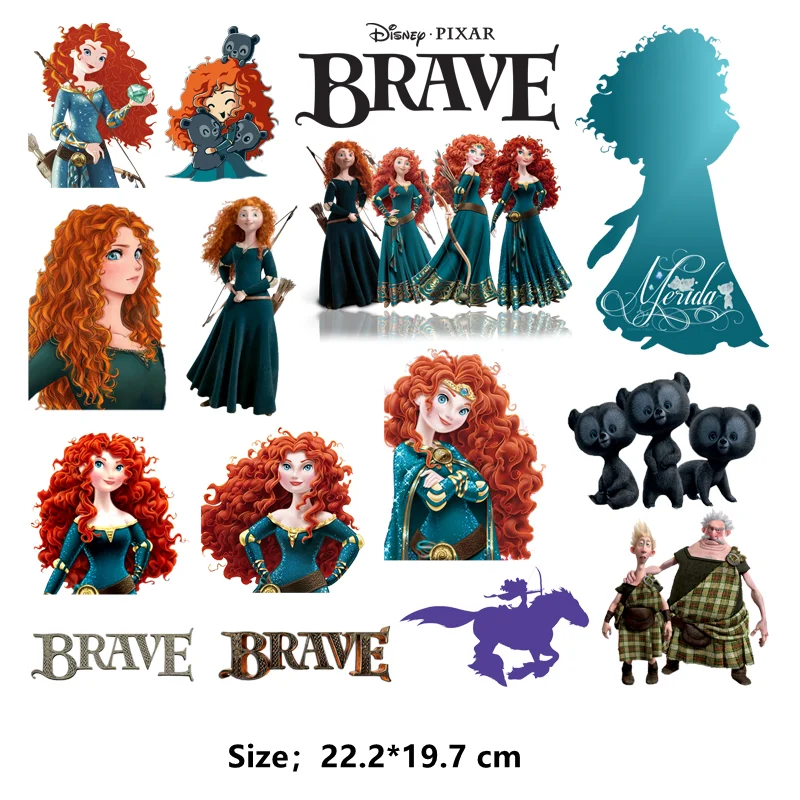 Brave Merida self-adhesive Patches for clothes thermo-stickers for children stripes for jeans iron on transfer