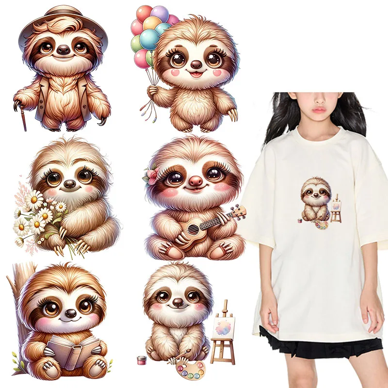 

Cute cartoon sloth baby Iron On Patch Heat Transfer On Children's clothing dtf Iron on transfer Clothes patches for clothing