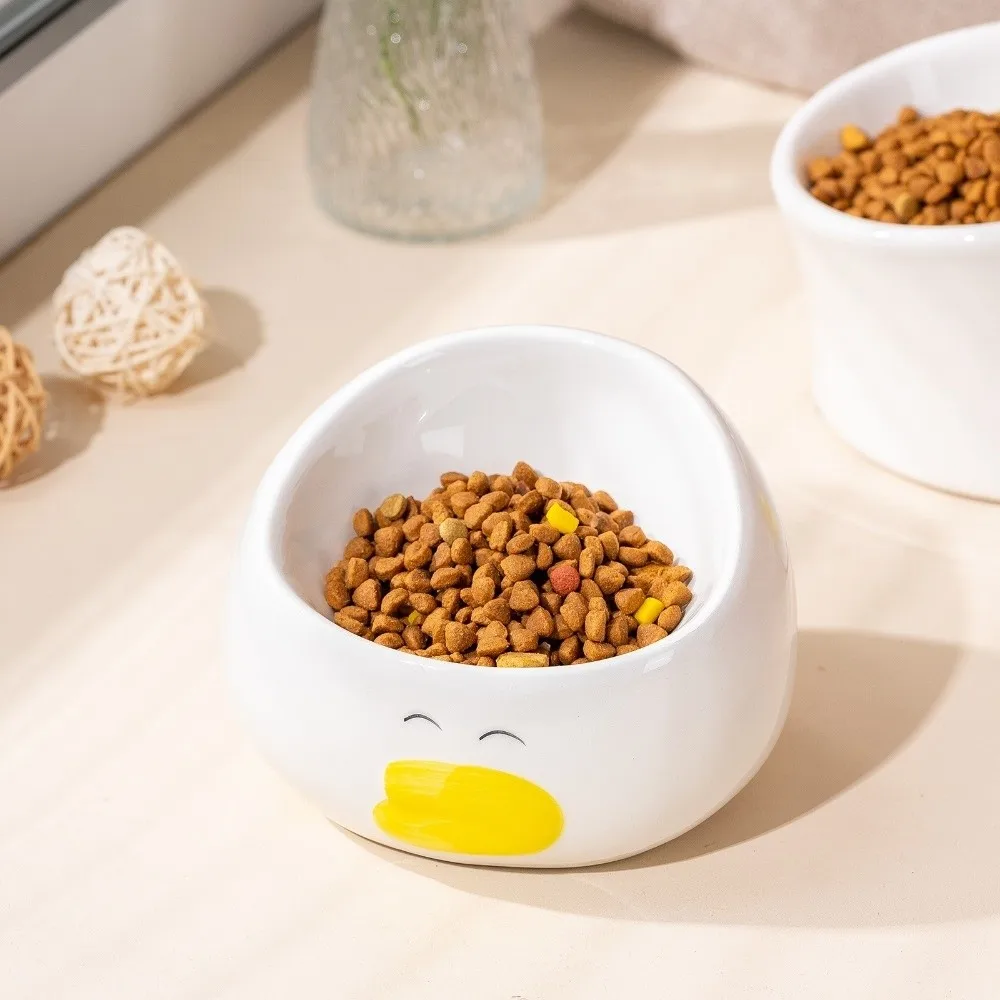 

Slanted Mouth Ceramic Cat Bowl Raised Design Anti Black Chin Dog Food Bowl Cartoon Non-Slip Anti-Tipping Bowl Pet Feeding
