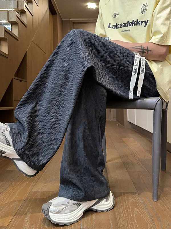 

Summer New Men's Oversize Straight Leg Pants Dstring Cool Feeling Long Trousers Street Sle Casual Faionable Loose Fit