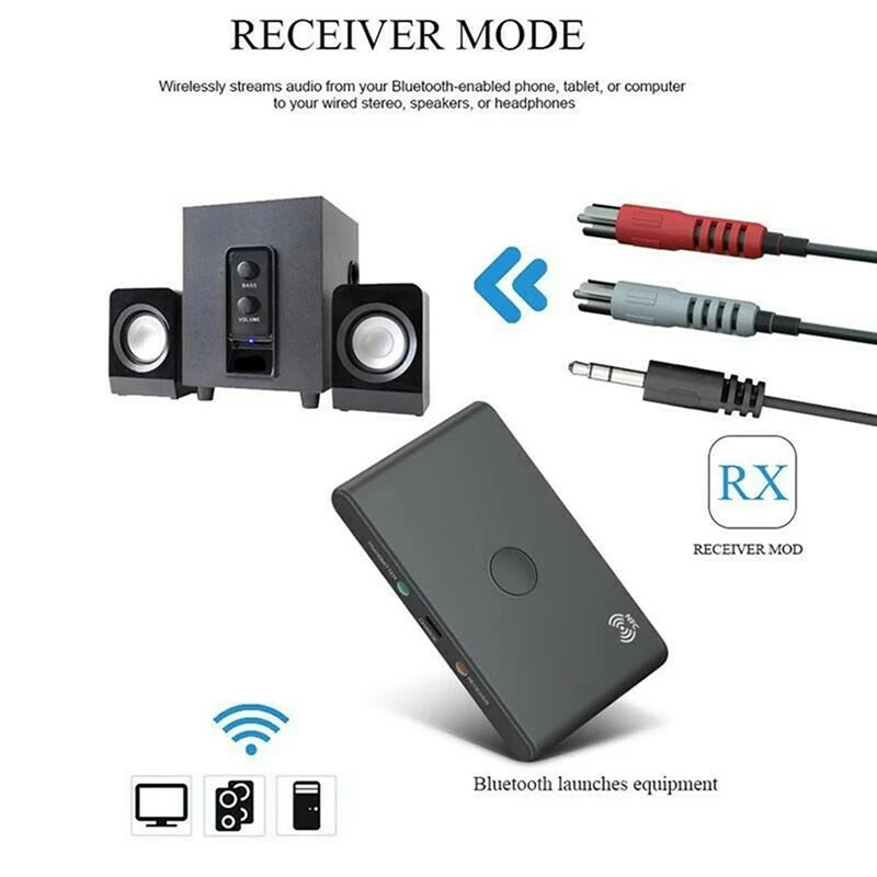 Bluetoothオーディオ送信機と受信機,2 in 1ヘッドフォンアダプター,NFCサポート,3.5mm, BT 5.0