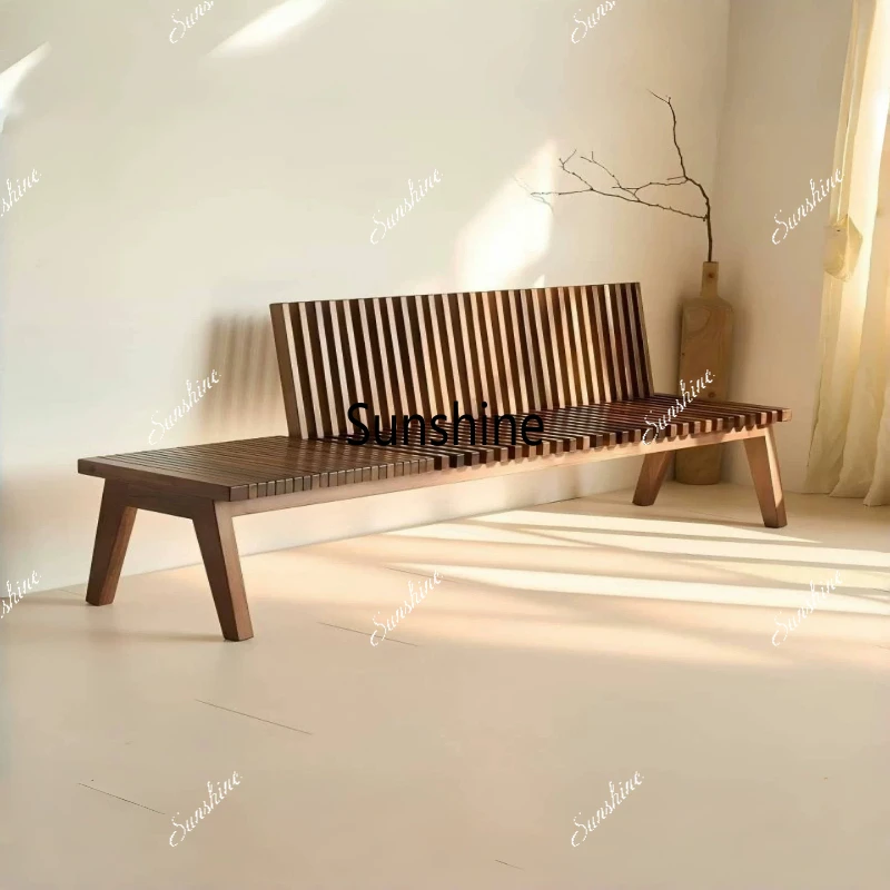 

Solid wood strip creative medieval folding shoe changing stool simple with backrest