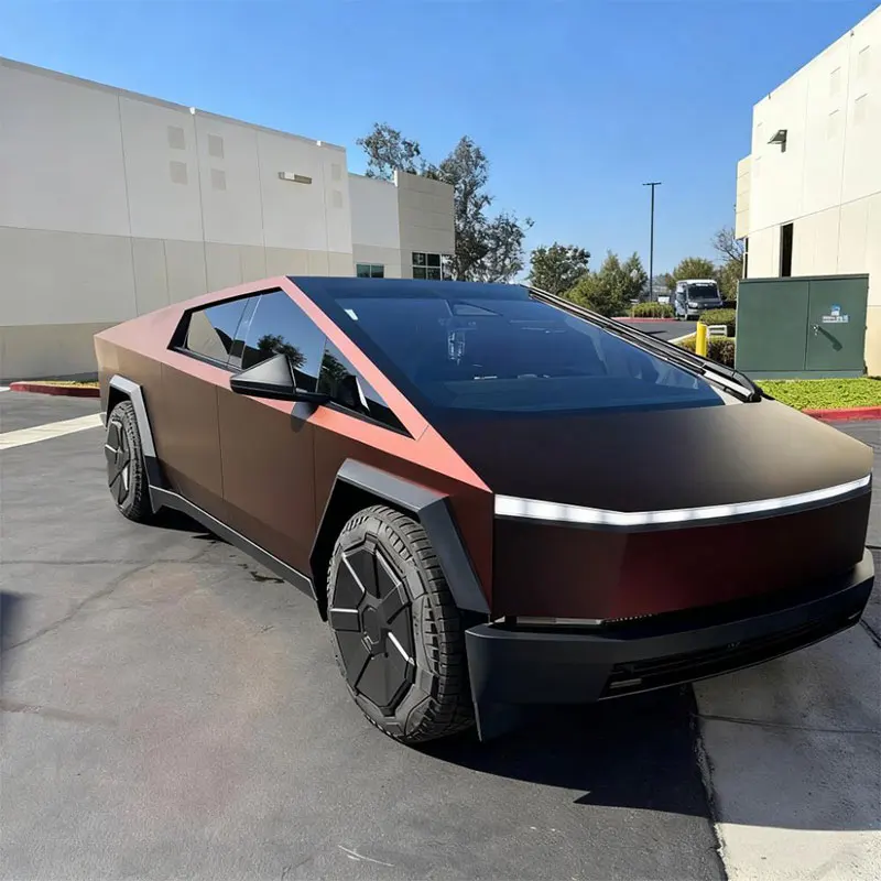 

Для Tesla CyberTruck 2024-2026 ПВХ предварительно вырезанная виниловая цветная пленка матовый атласный темный дракон волшебный красный защитный цвет тела против царапин