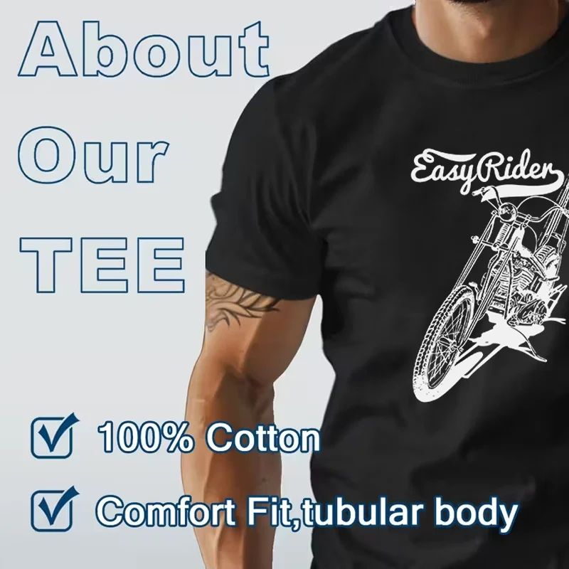 Easy Rider Motorcycle Men's Moto T Shirt Casual Dress High Quality Mens Cotton Round Neck Short Sleeved T-shirt view 6