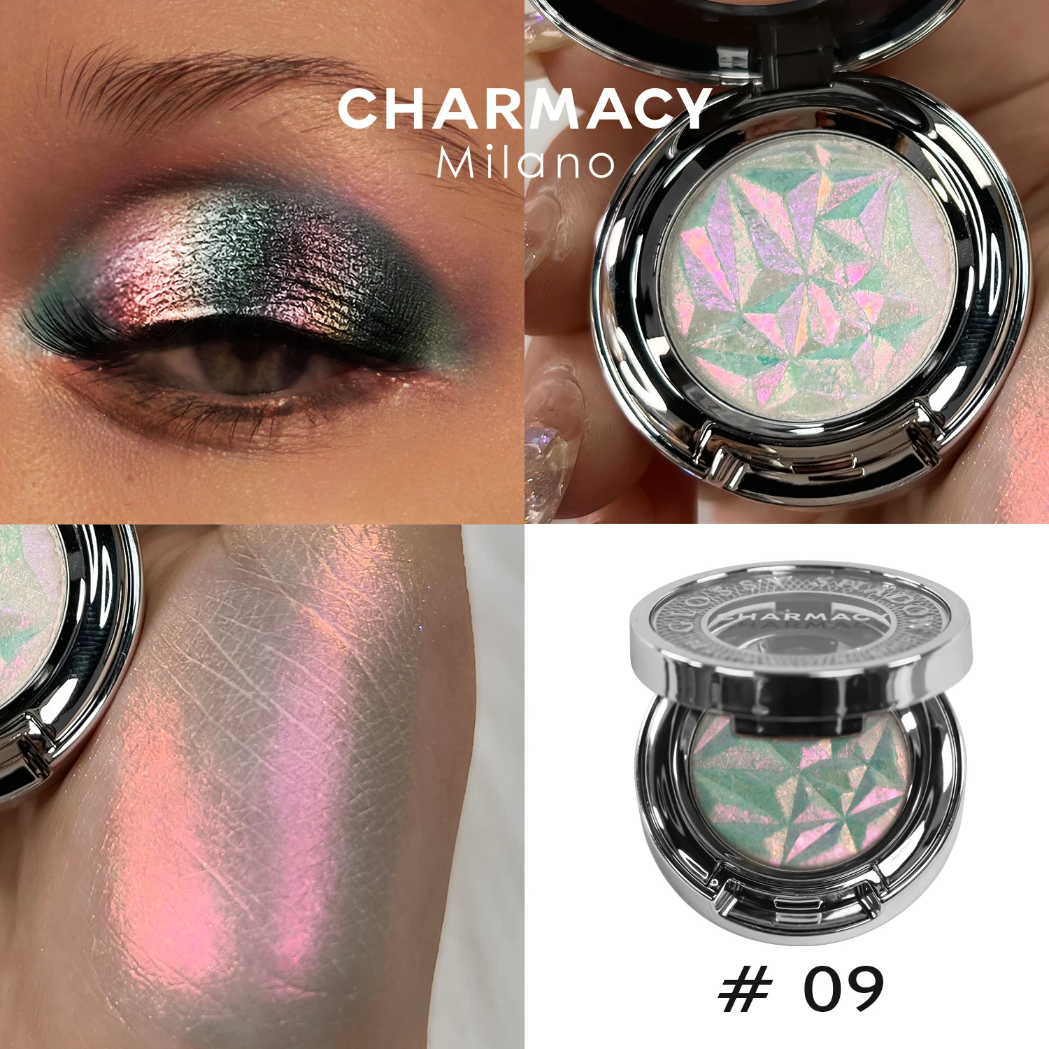 CHARMACY Duochrome Long-lasting Eyeshadow Palette High Quality Pigment Shadows with Glitter Makeup Cosmetic for Eye Women