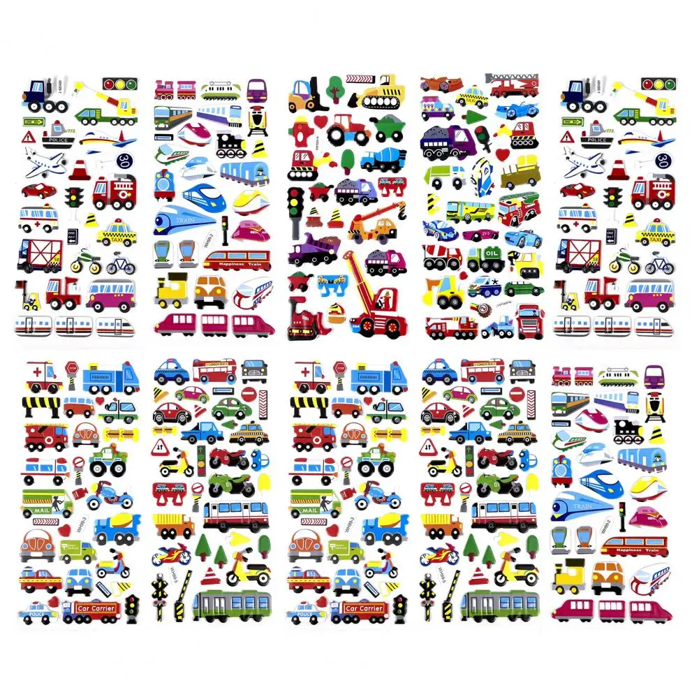 10 Sheets 3D Kids Sticker Removable DIY  Phone Cover Luggage Skateboard aesthetic stationery