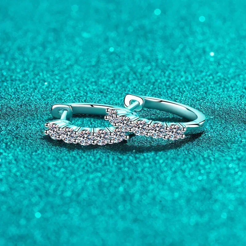 

Elegant Design Classic 1ct Moissanite Sparkling Hoop Earrings for Women Wedding New Style Ladys Platinum PT950 Earring Jewelry