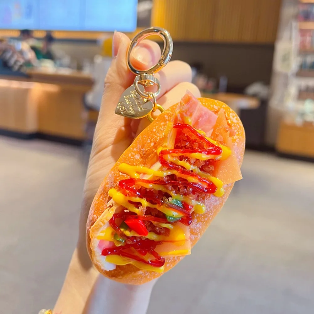 Slow Rebound Simulated Squeeze Bread Keychain Simulated Fruit Filling Dessert Simulation Bread Key Ring Squishy Texture PU