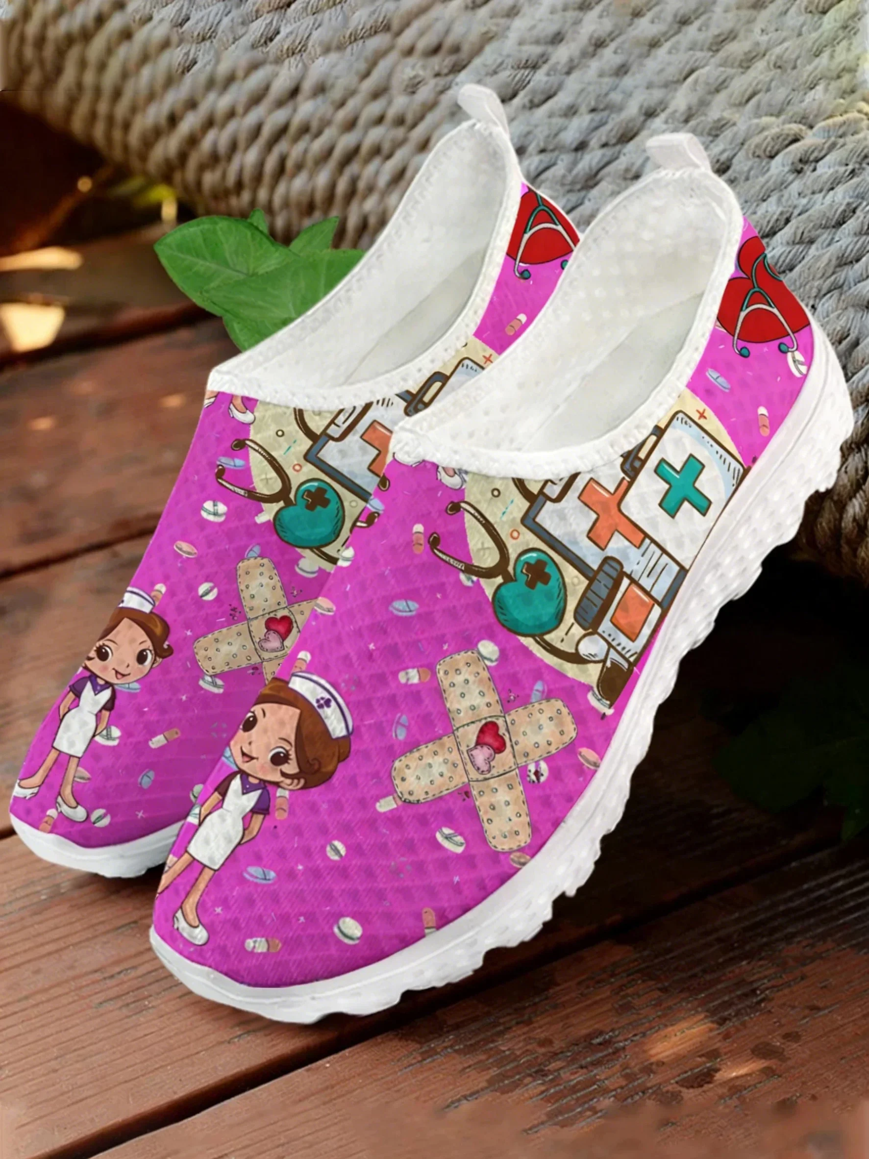 Cute Nurse Doctor Medical Print Mesh High Quality Sneaker Women Men Teenager Casual Fashion Custom Made Tennis Flat Couple Shoes