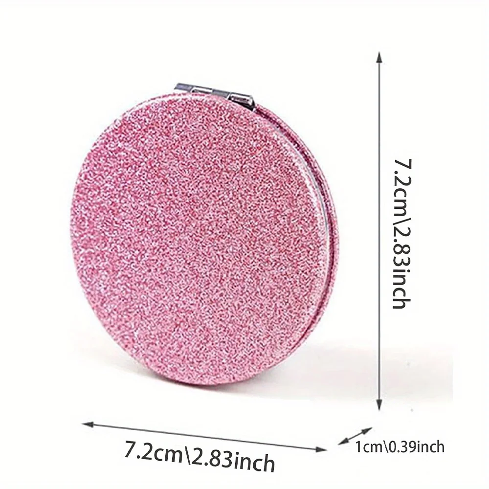 Portable Women's Folding Makeup Mirror Durable Pocket PU Makeup Mirror Double Sided Beauty Tool Gift Christmas Letter Pattern