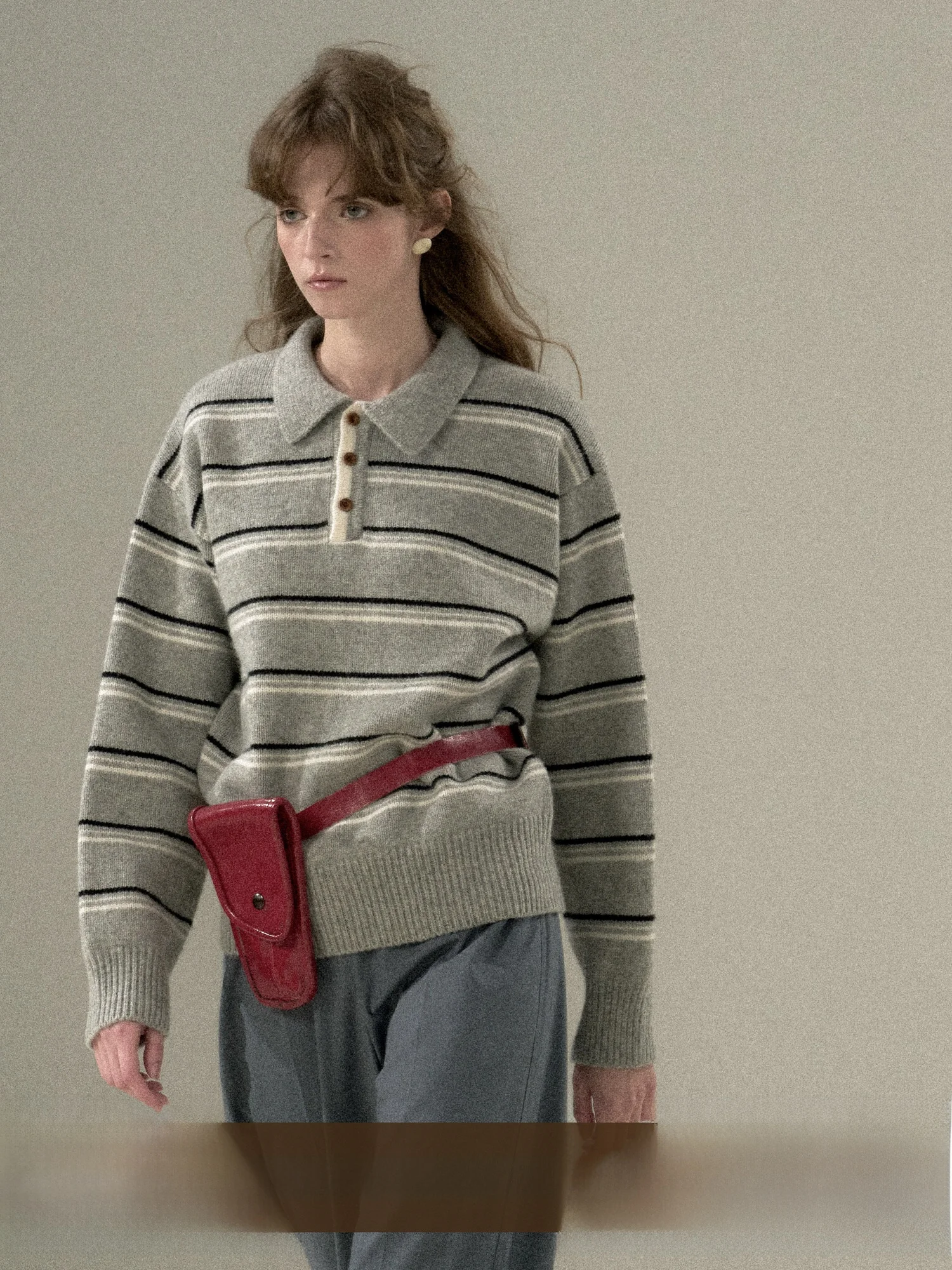 

Women's Woolen Ne Sweater Loose Fit Autumn Winter Striped Knitted Top Vintage Sle Long Sve Crew Ne Sweatirt