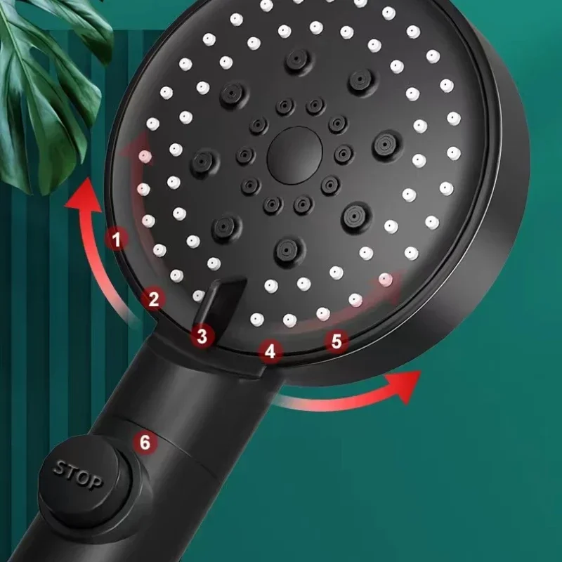 Shower Head Adjustable 5/6-Modes High Pressure Water Saving Shower One-key Stop Massage for Bathroom Accessories douche