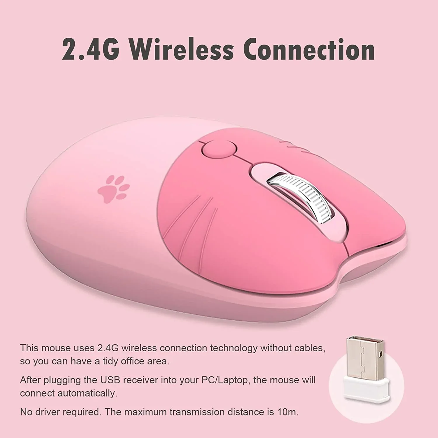 Mofii Wireless Mouse Computer Mouse Cute Cat 2.4G Wireless Mice Ergonomic Gaming Mouse Compatible with Ipad /Laptop