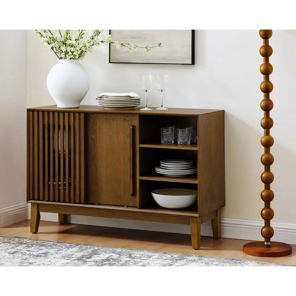 

47.3 Mid Century Modern Sideboard Buffet Cabinet,Coffee Bar Storage Cabinet with Sliding Door, TV Media Console Table for Livin